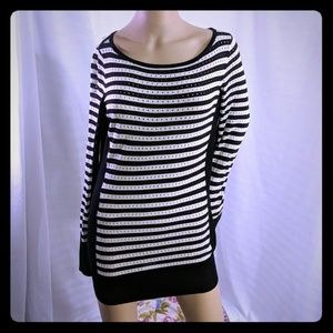 Cache crochet knit color block sweater black M